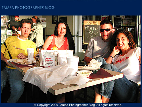 An image for the old Tampa Photographer Blog. This was after a calendar shoot in 2001, with the models and one of the boyfriends of the models having luch with me. This was a fun, but tiring, day.